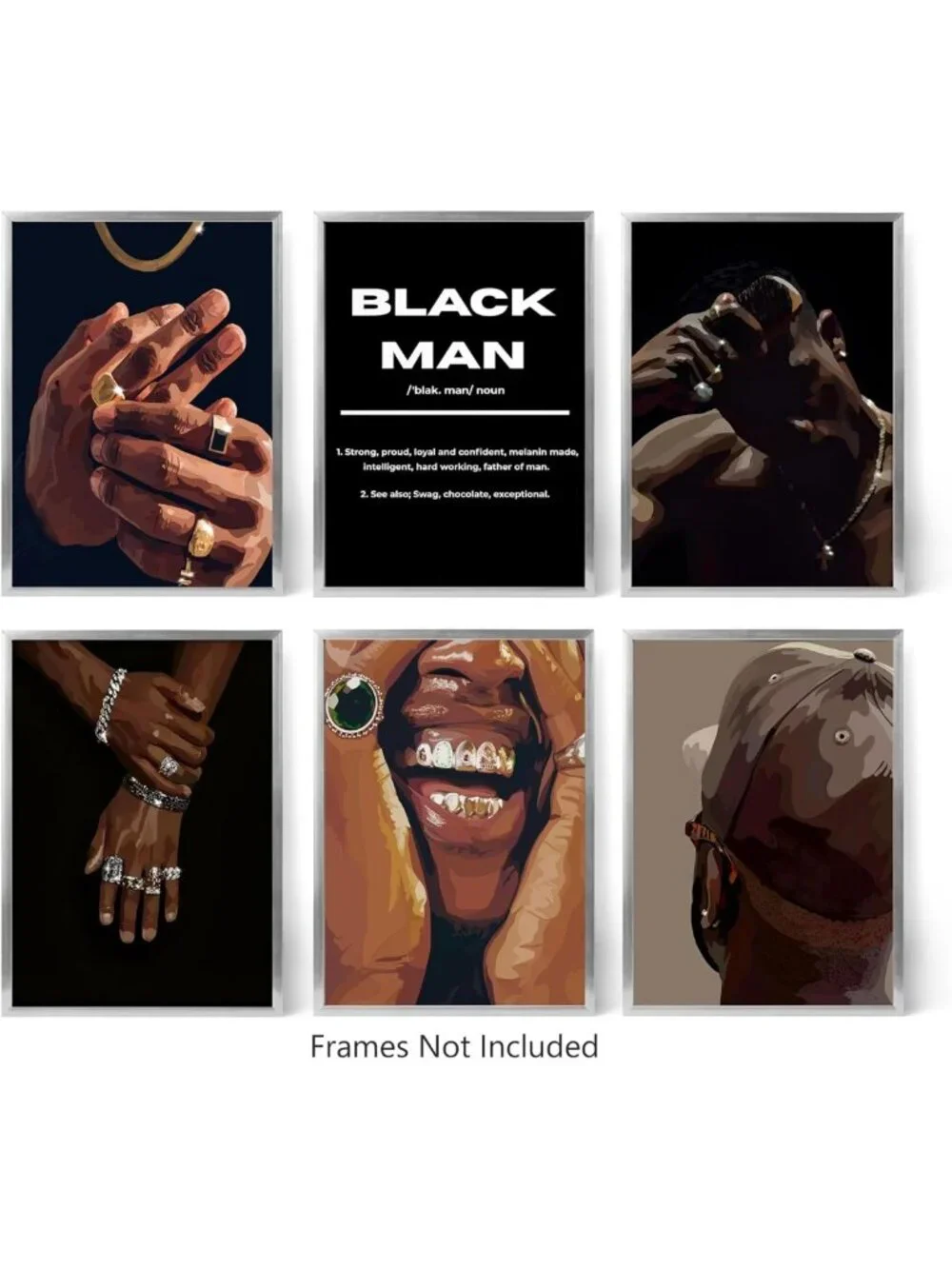 6Pcs Unframed Canvas Wall Art Set - Hip Hop Street Decor for African American